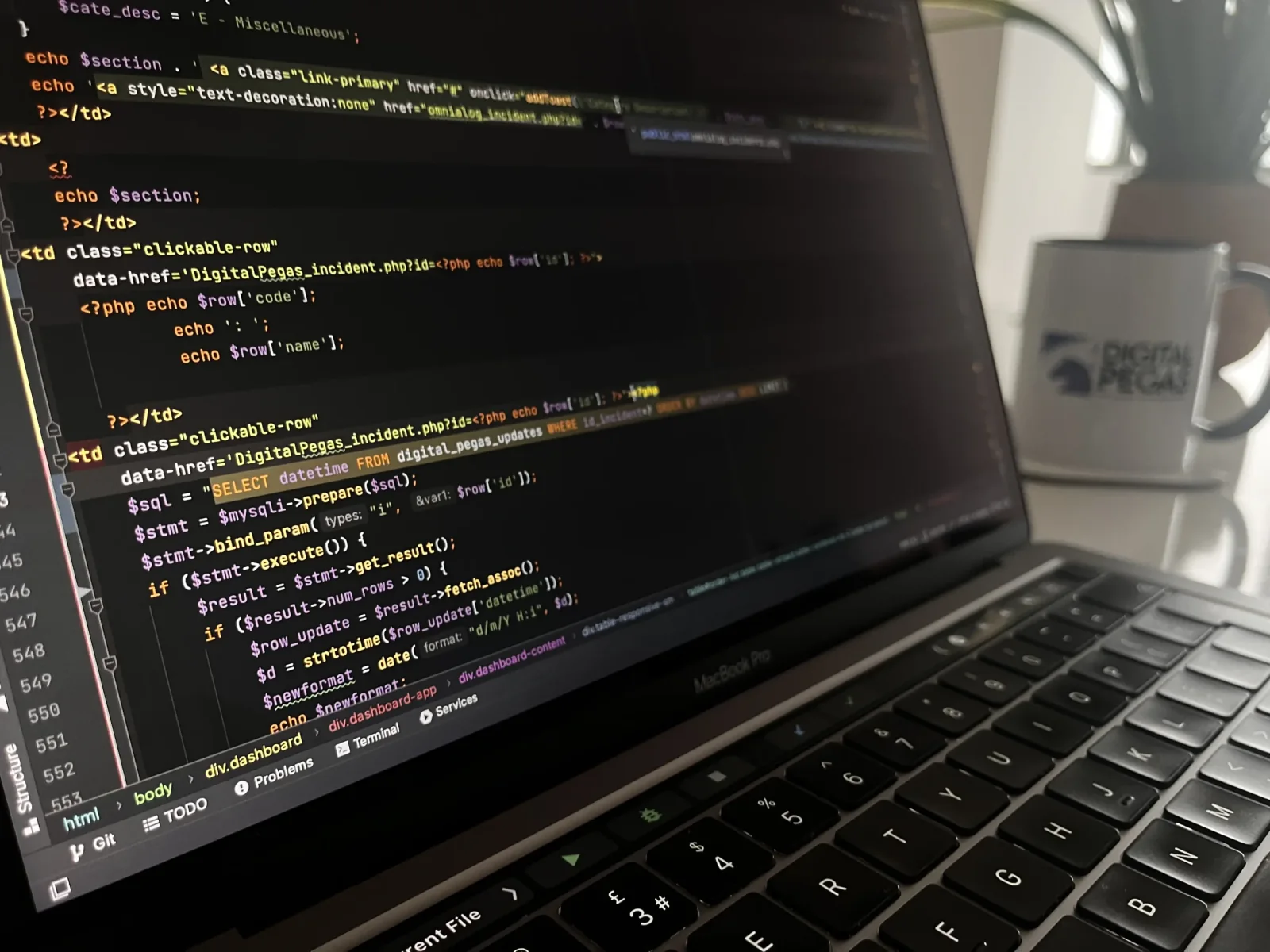 Digital Pegas website development workspace